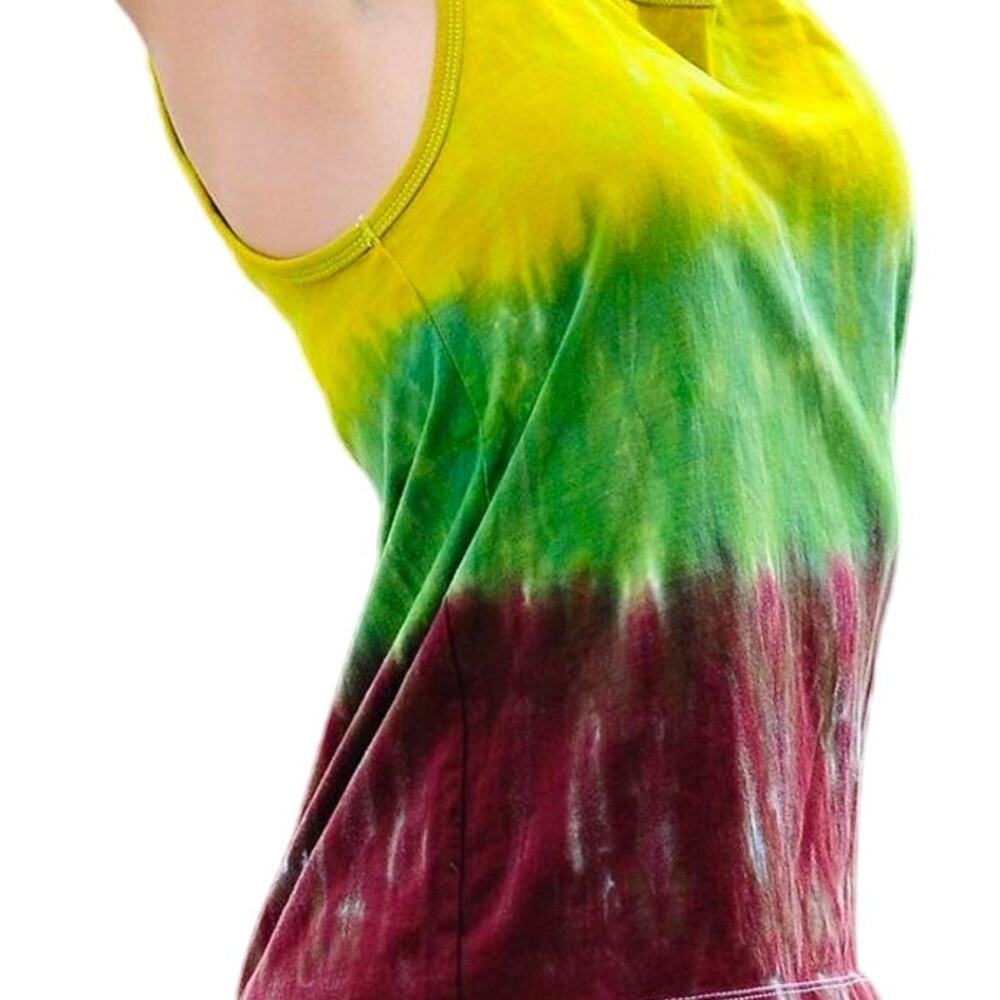Womens Tank Top Size Medium Handmade Tie Dye Green Brown Yellow Summer Brand New